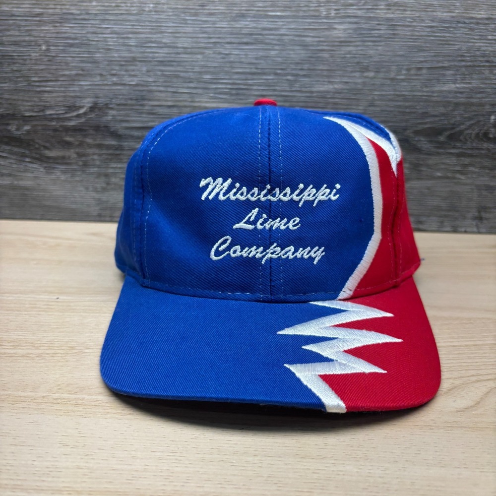 Vintage Mississippi Line Company Hat Cap Strap Back Blue Red Embroidered Mens